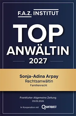 F.A.Z. Institut Siegel „Top Anwältin 2027“ für Sonja-Adina Arpay.